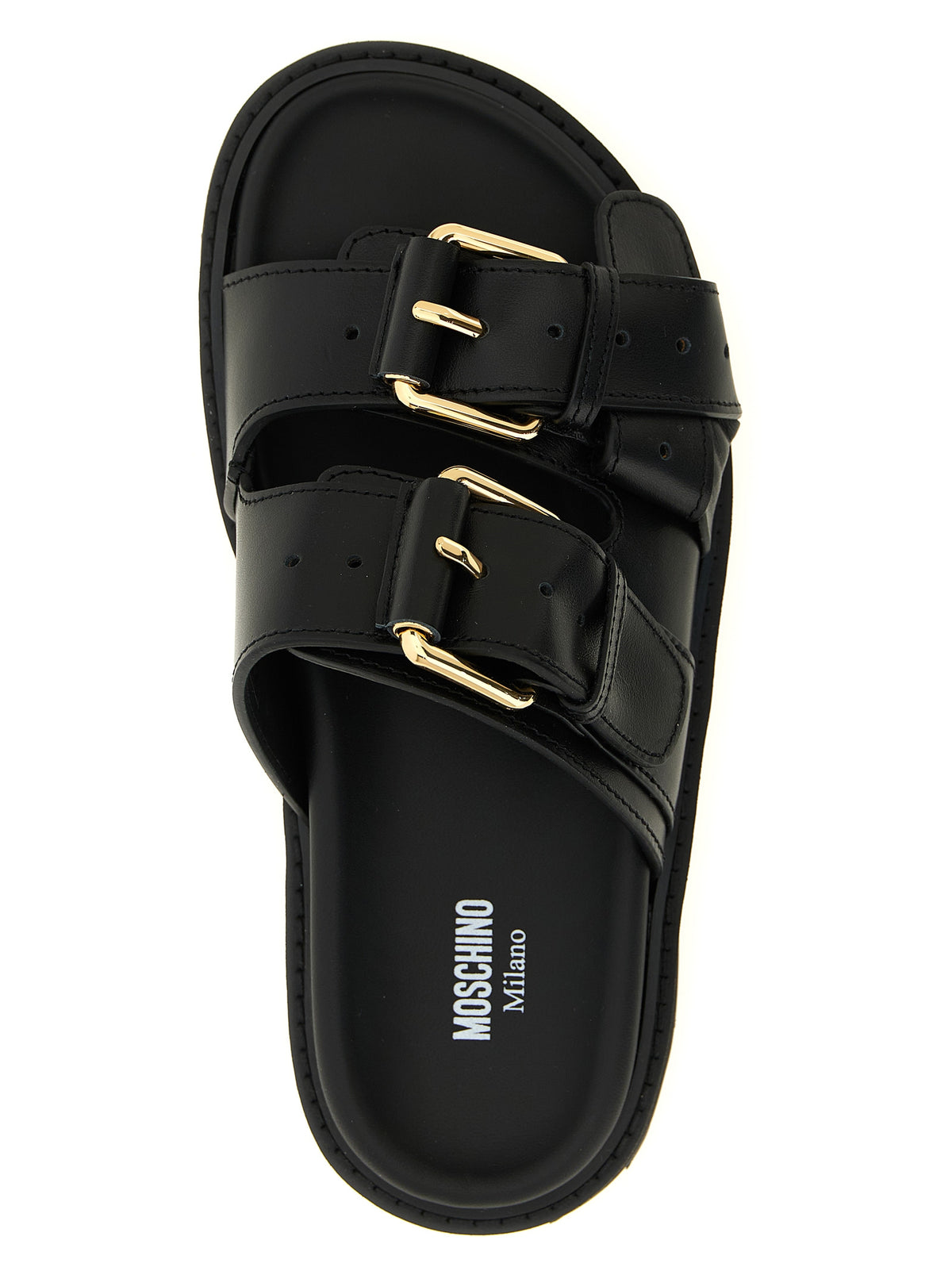 Moschino Black Calfskin Slides - Stylish and Comfortable Footwear