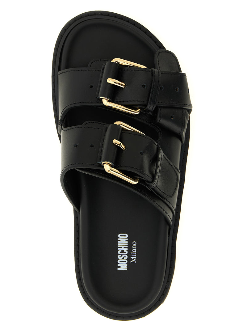 Moschino Black Calfskin Slides - Stylish and Comfortable Footwear