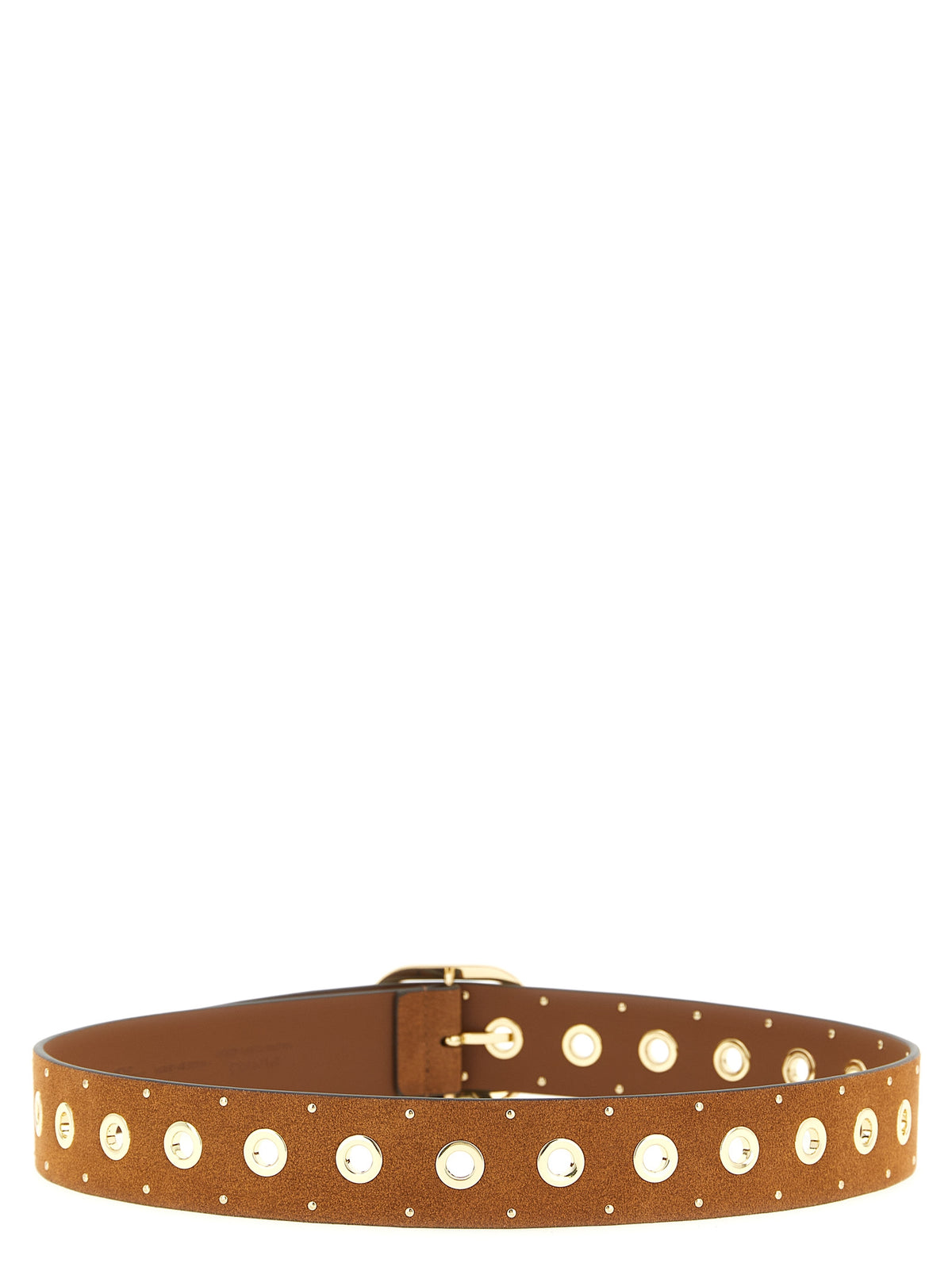 PINKO Brown Lamb Leather Regular Belt with Metal Studs