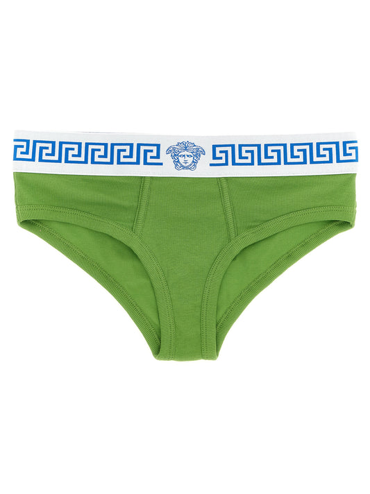 Slip bicolore en coton Versace