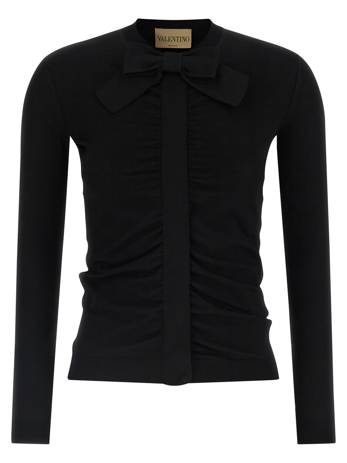Valentino Garavani Black Viscose Cardigan with Maxi Bow