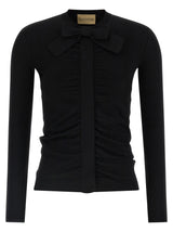 Valentino Garavani Black Viscose Cardigan with Maxi Bow