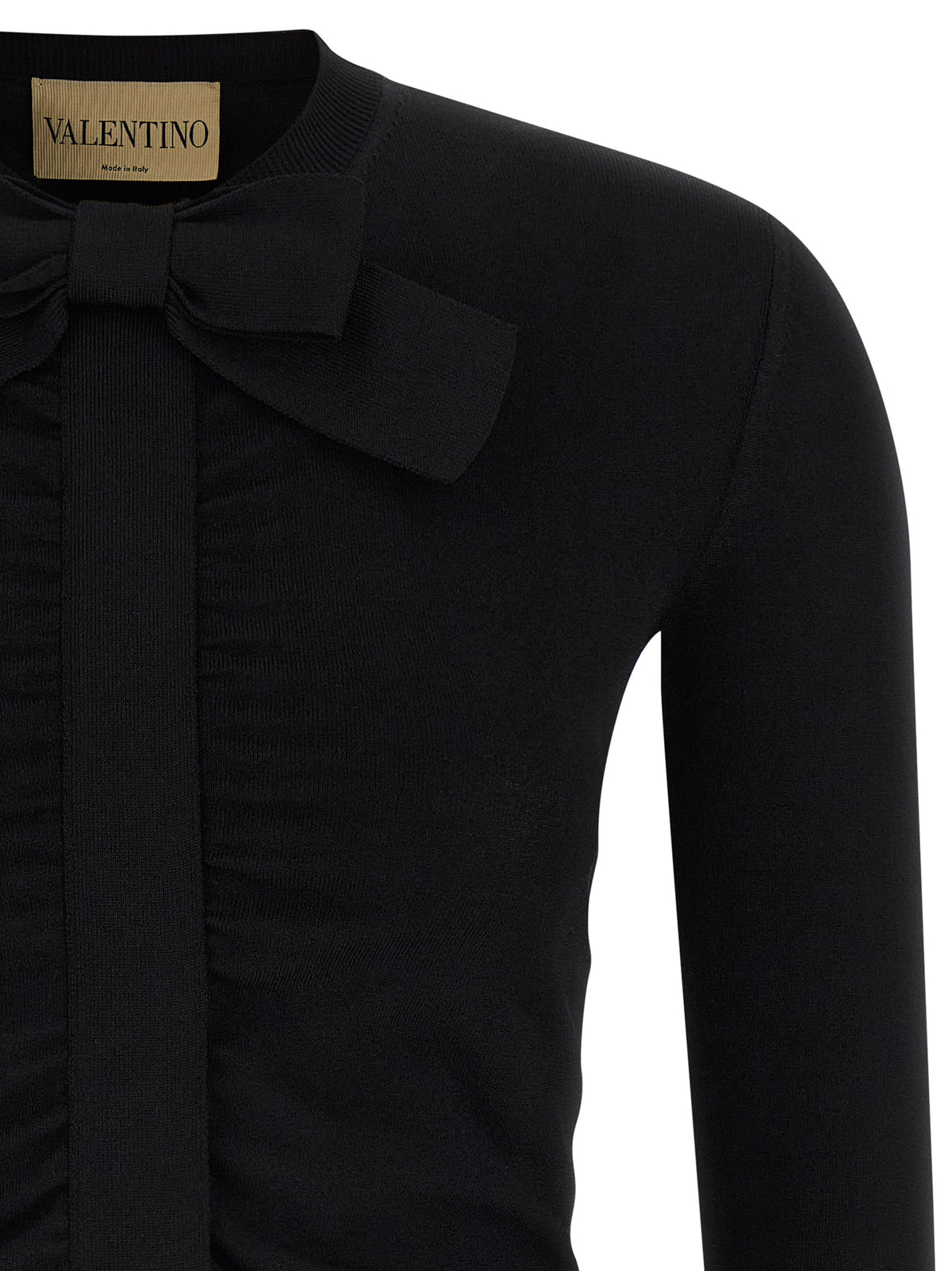 Valentino Garavani Black Viscose Cardigan with Maxi Bow