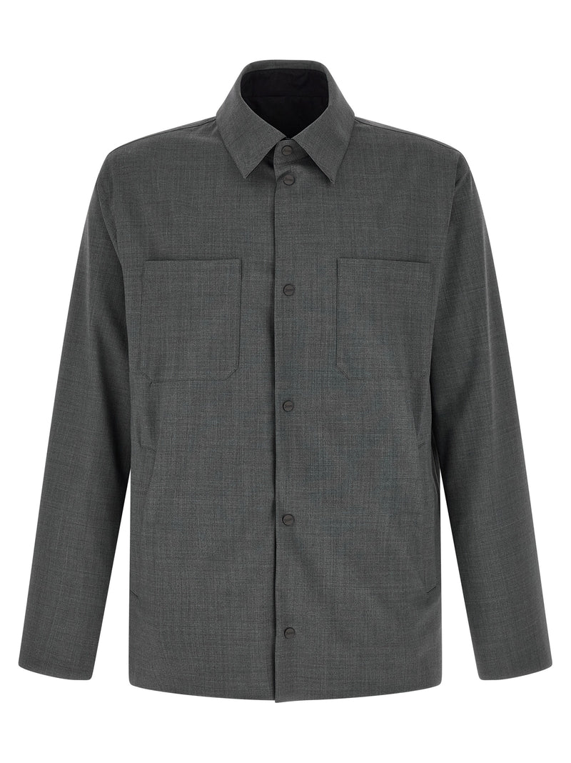 Veste longue Herno grise en polyester