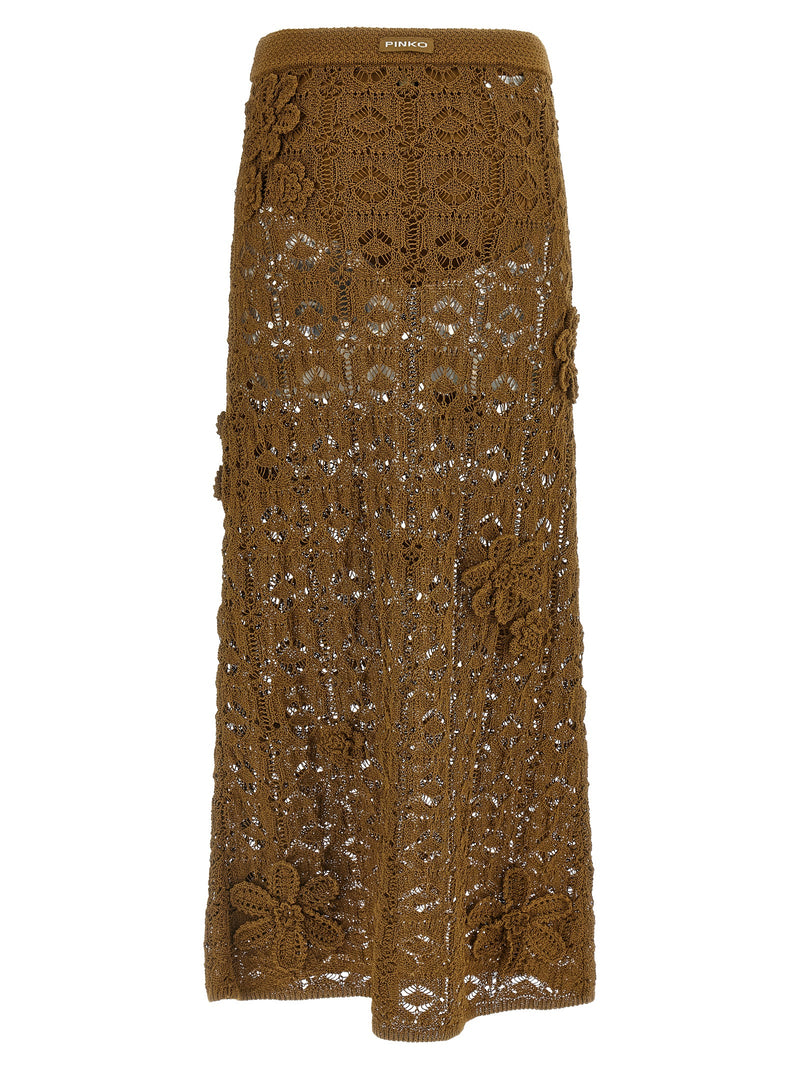 PINKO Anthemis Brown Cotton Midi Skirt