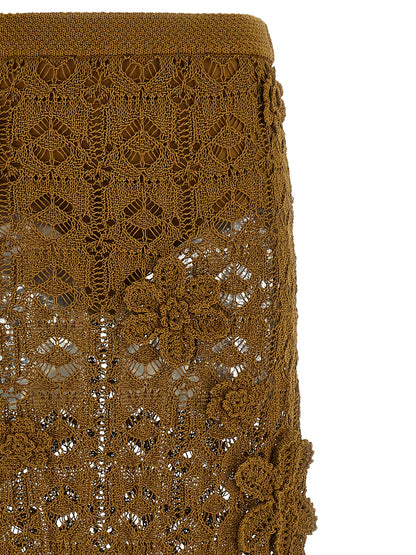 PINKO Brown Cotton Midi Skirt