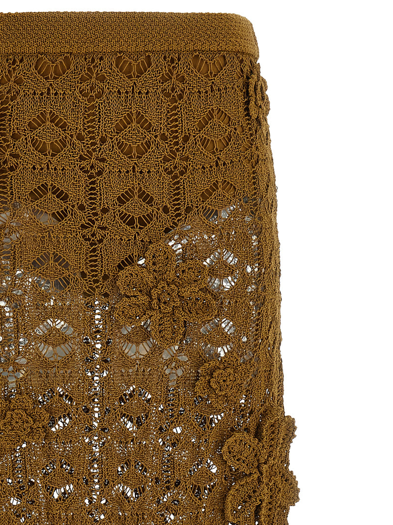 PINKO Anthemis Brown Cotton Midi Skirt