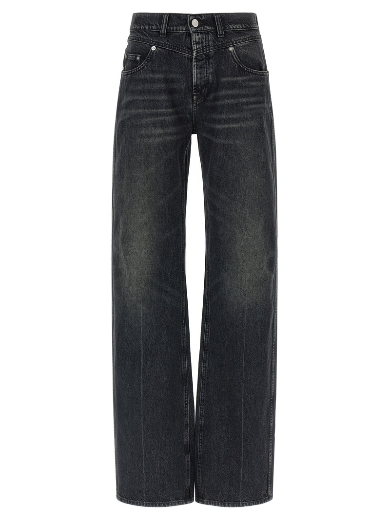 Armarium Jaro Black Cotton Straight-Leg Jeans for Women
