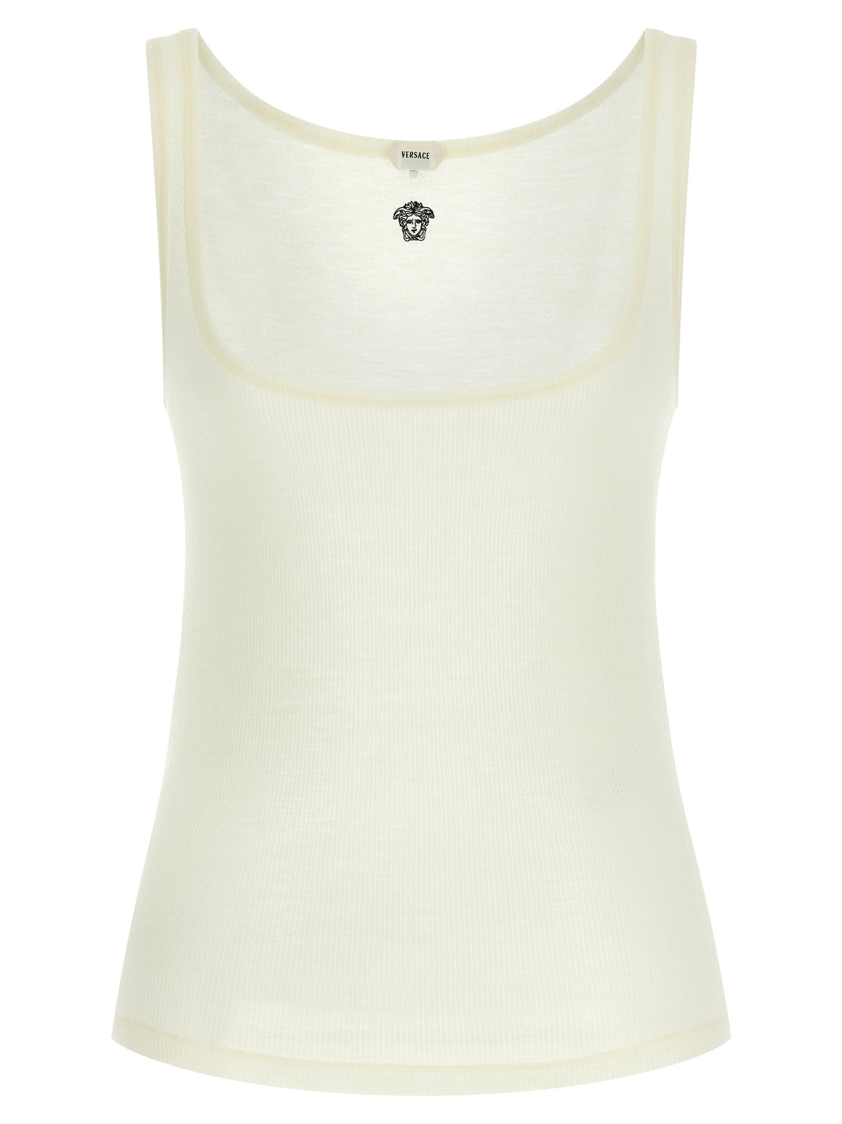 Versace White Virgin Wool Sleeveless T-Shirt