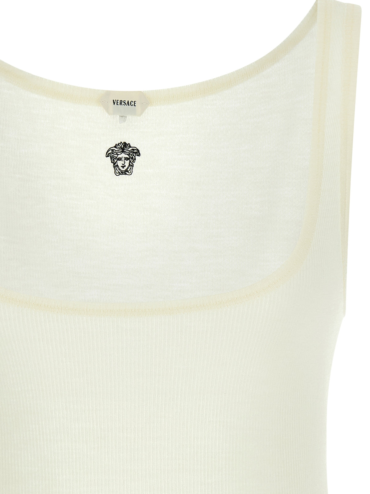 Versace White Virgin Wool Sleeveless T-Shirt