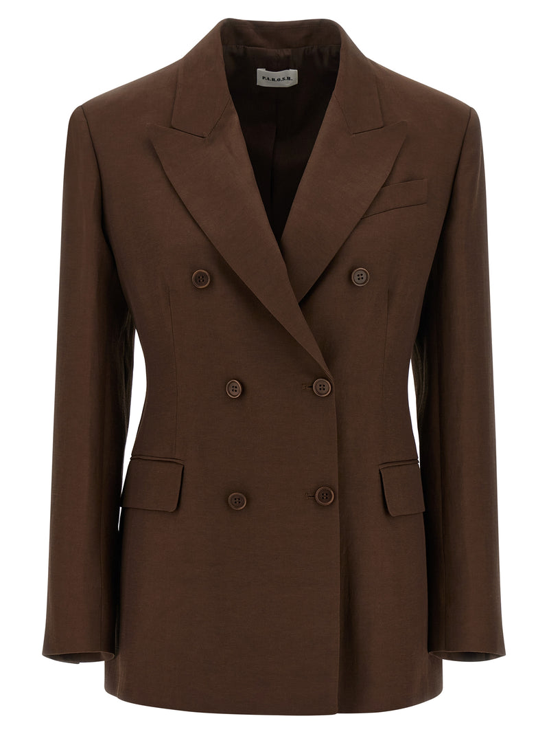 P.A.R.O.S.H. Raisa Brown Viscose Blazer for Women