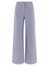 Max Mara Pantalon Décontracté en Coton Violet