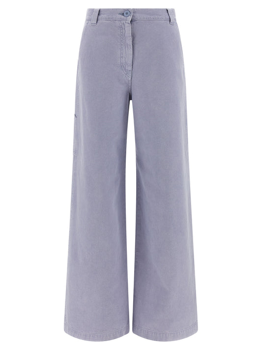 Max Mara Pantalon Décontracté en Coton Violet