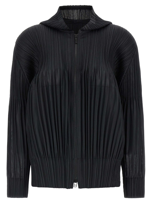 PLEATS PLEASE ISSEY MIYAKE Black Fluffy Basics Cardigan