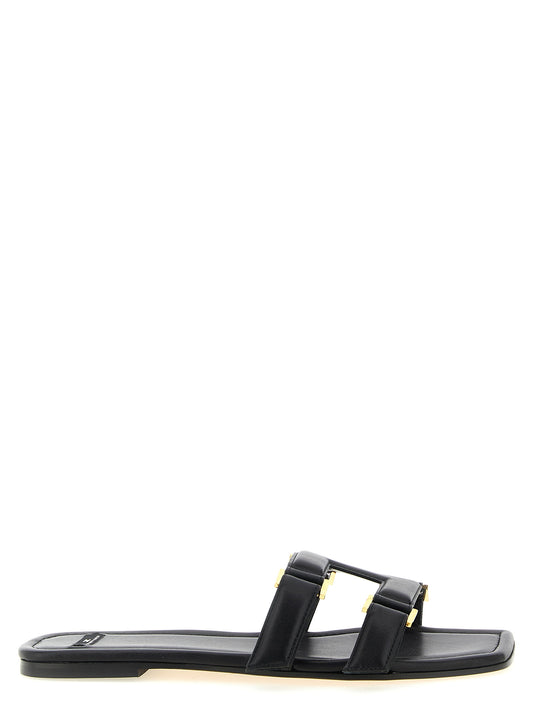 Mules en agneau noir Elisabetta Franchi