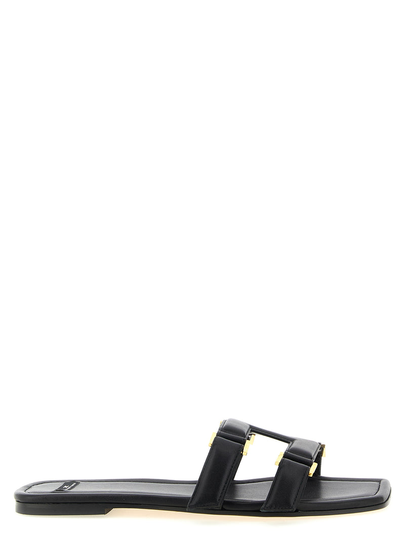 Mules en agneau noir Elisabetta Franchi