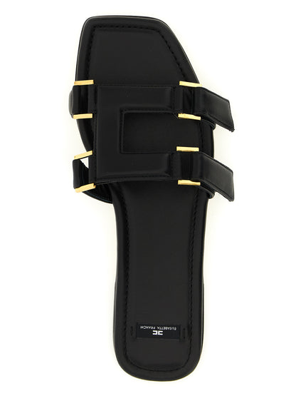 Elisabetta Franchi Black Lambskin Slides