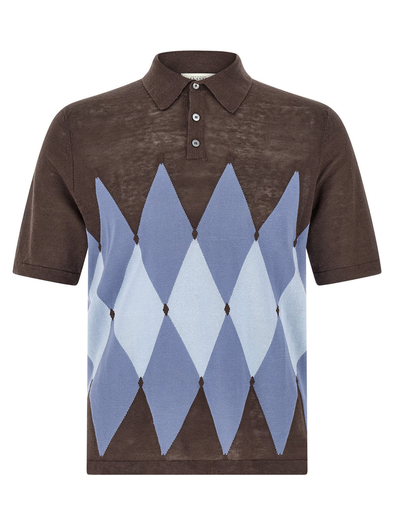 Ballantyne Brown Linen Polo Shirt