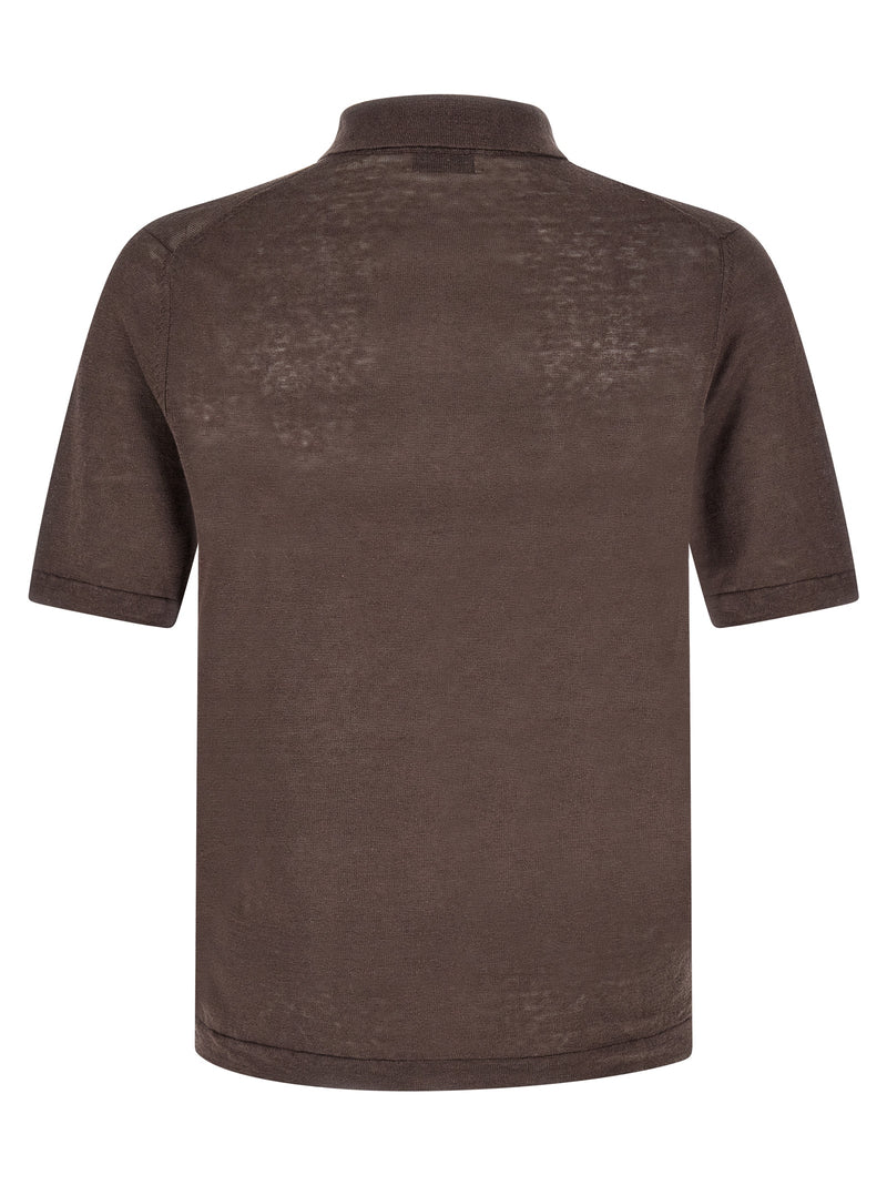 Ballantyne Brown Linen Polo Shirt