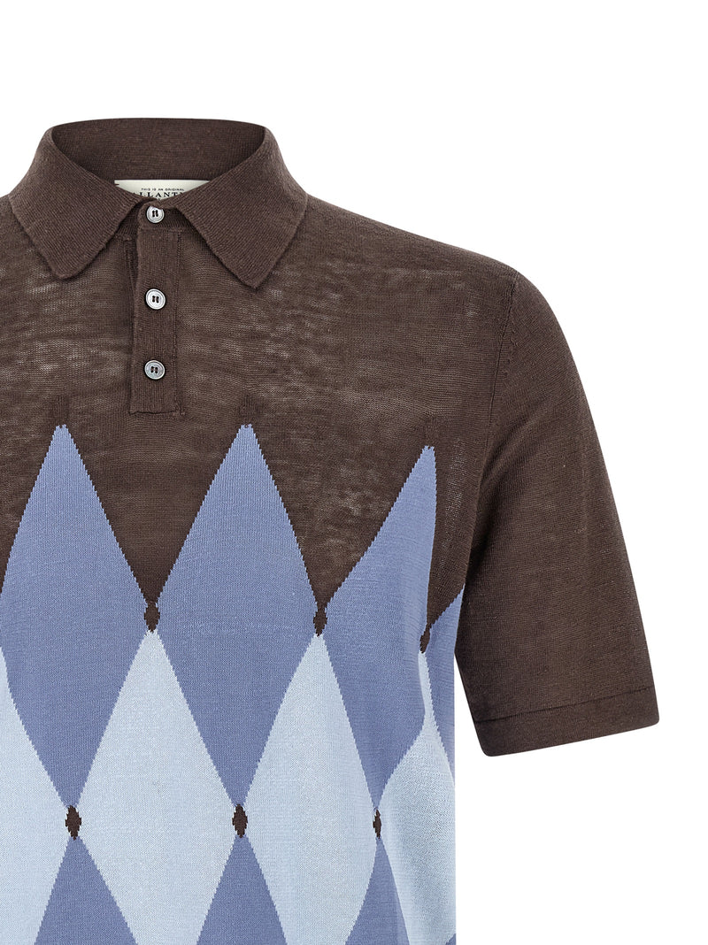 Ballantyne Brown Linen Polo Shirt
