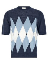 Ballantyne Blue Linen and Cotton Blend T-Shirt