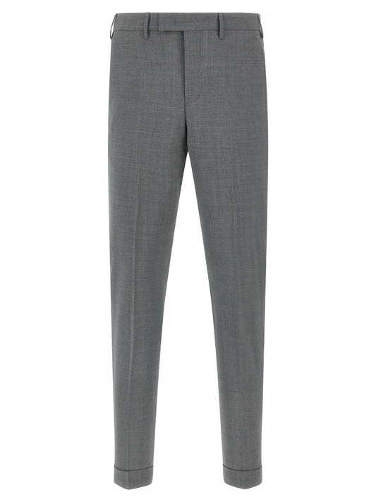 PT Torino Gray Virgin Wool Dress Pants - Master Mélange Trousers