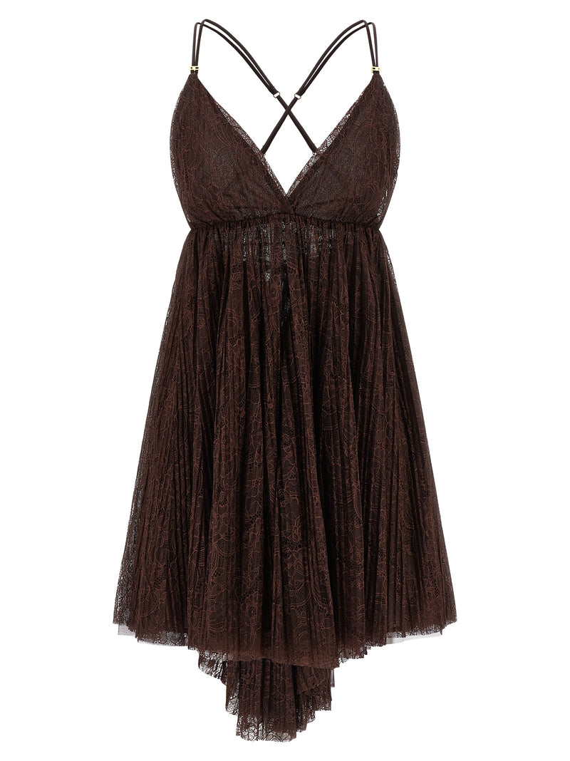 Robe courte Elisabetta Franchi marron en polyamide