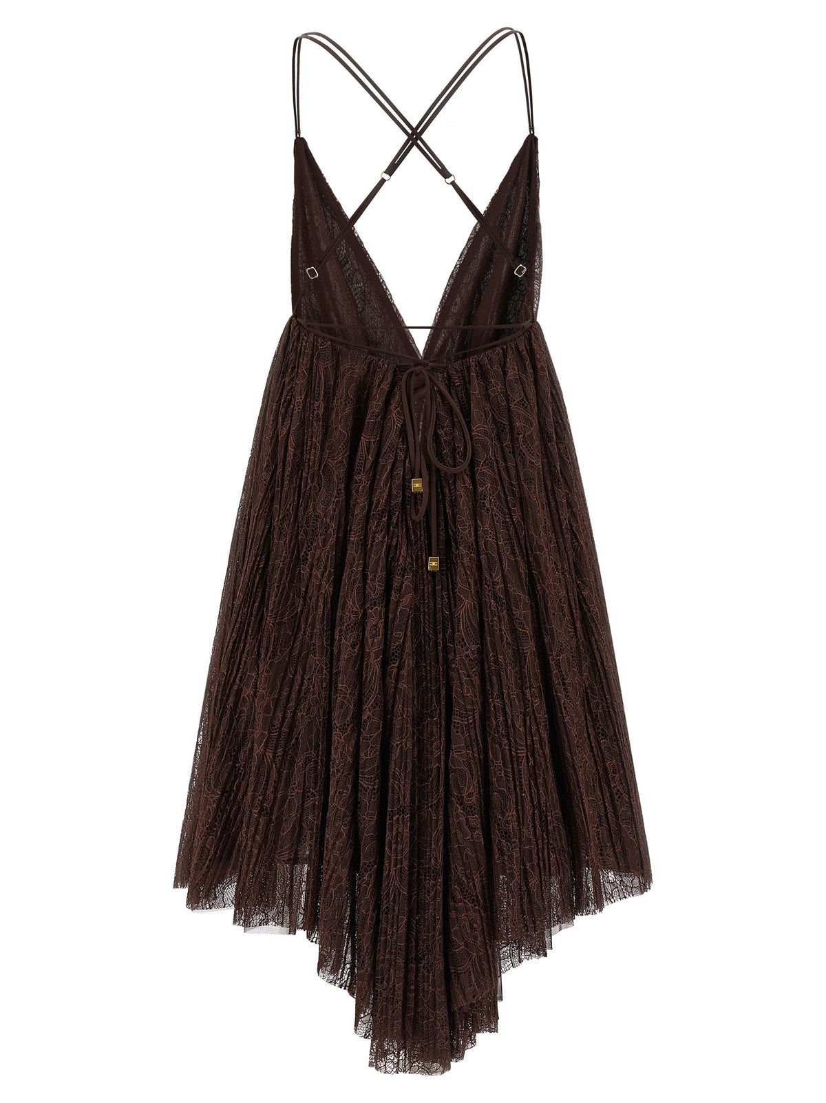 Robe courte Elisabetta Franchi marron en polyamide