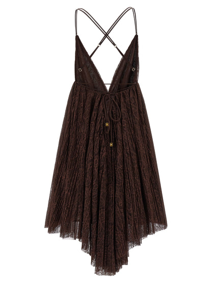 Elisabetta Franchi Brown Polyamide Short Dress