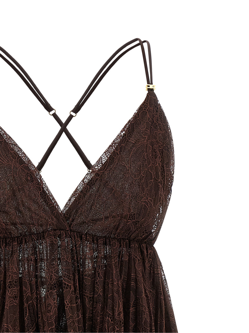 Robe courte Elisabetta Franchi marron en polyamide