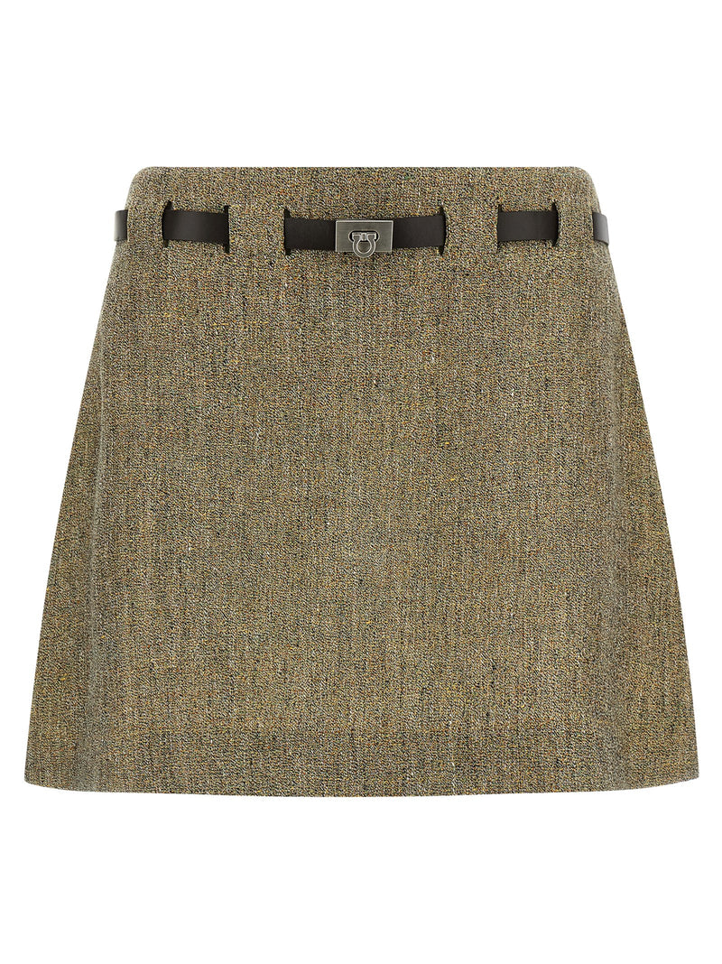 Ferragamo Multicolor Linen Long Skirt
