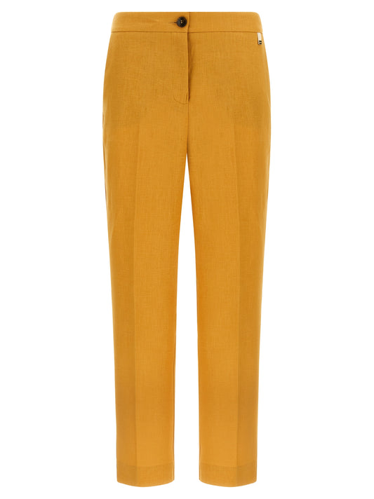 Pantalon décontracté en lin orange Herno