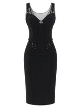 Elisabetta Franchi Black Polyamide Midi Dress - Chic Elegance
