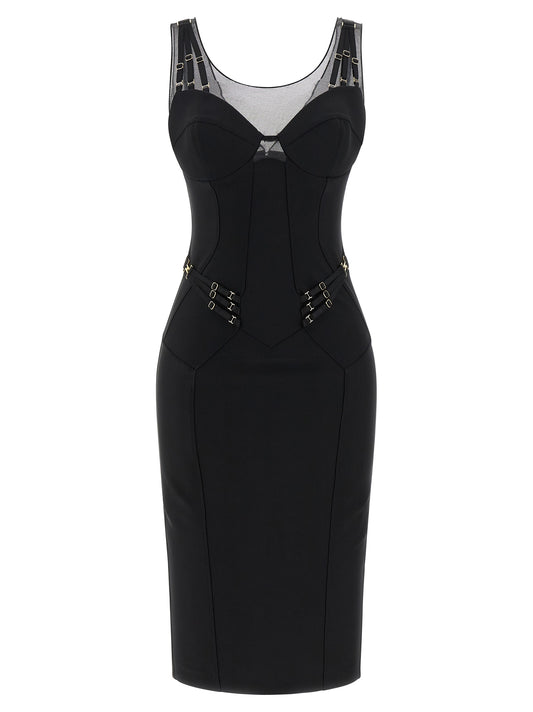 Elisabetta Franchi Black Polyamide Midi Dress - Chic Elegance