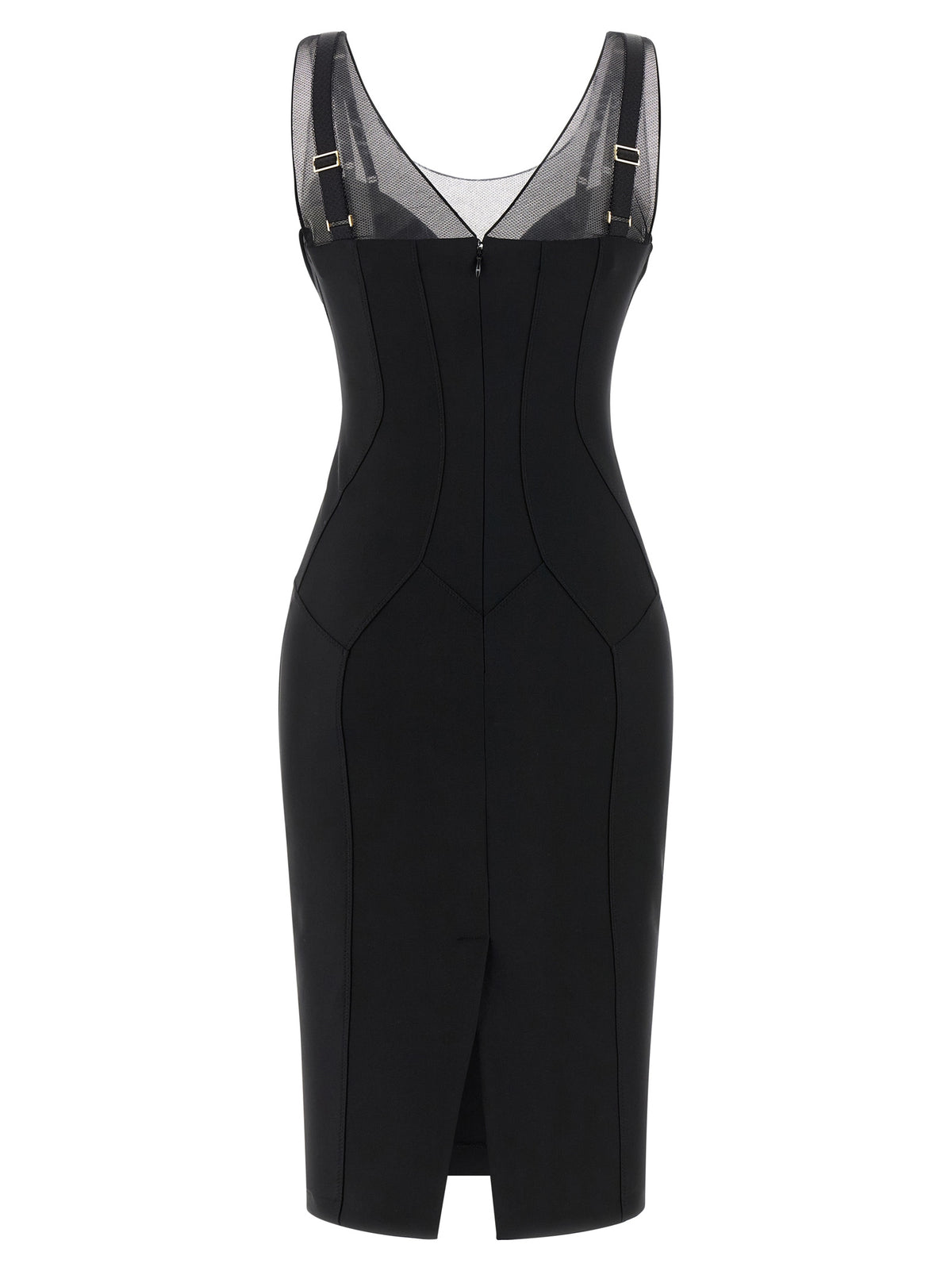 Elisabetta Franchi Black Polyamide Midi Dress - Chic Elegance