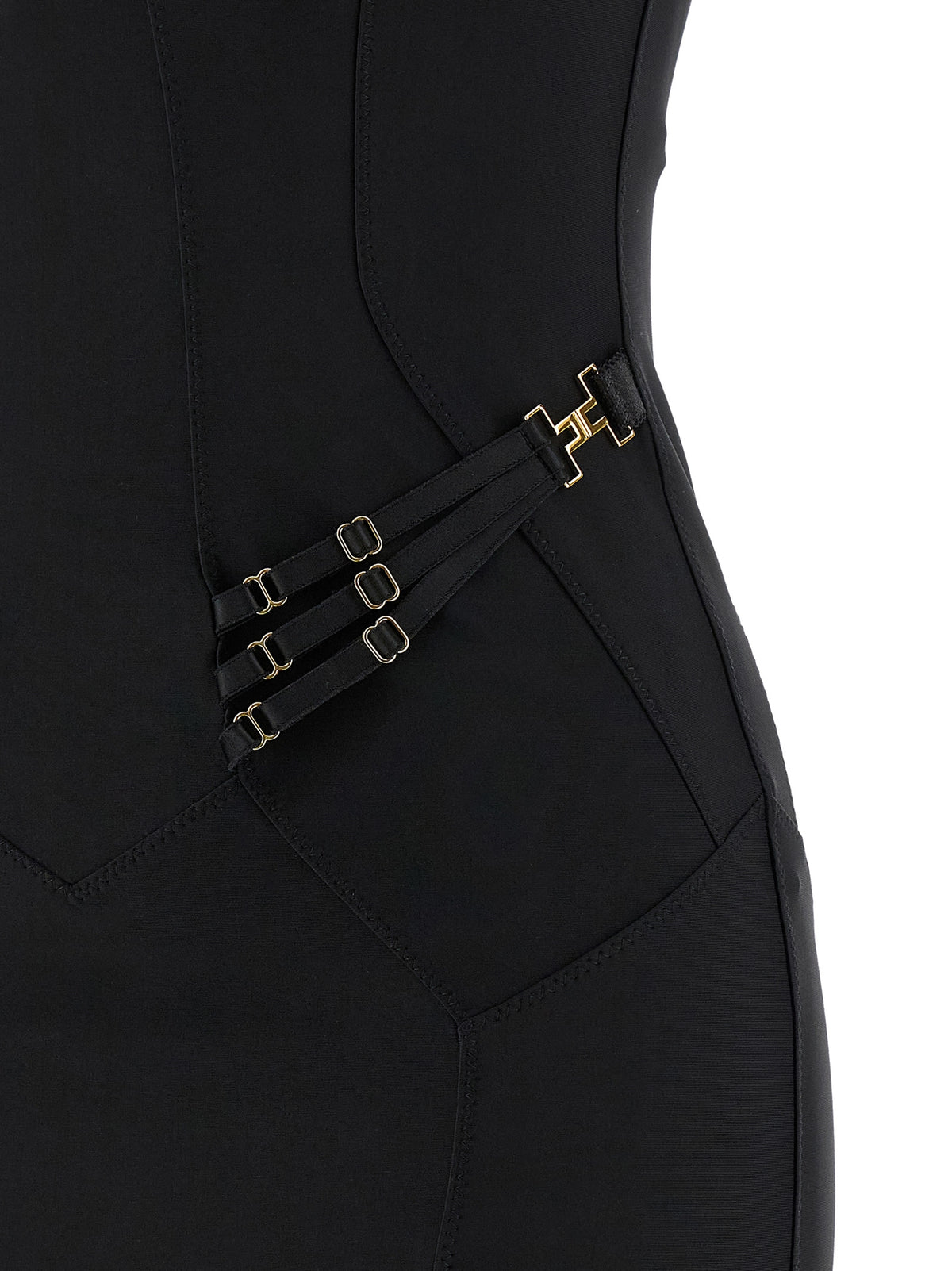 Elisabetta Franchi Black Polyamide Midi Dress - Chic Elegance