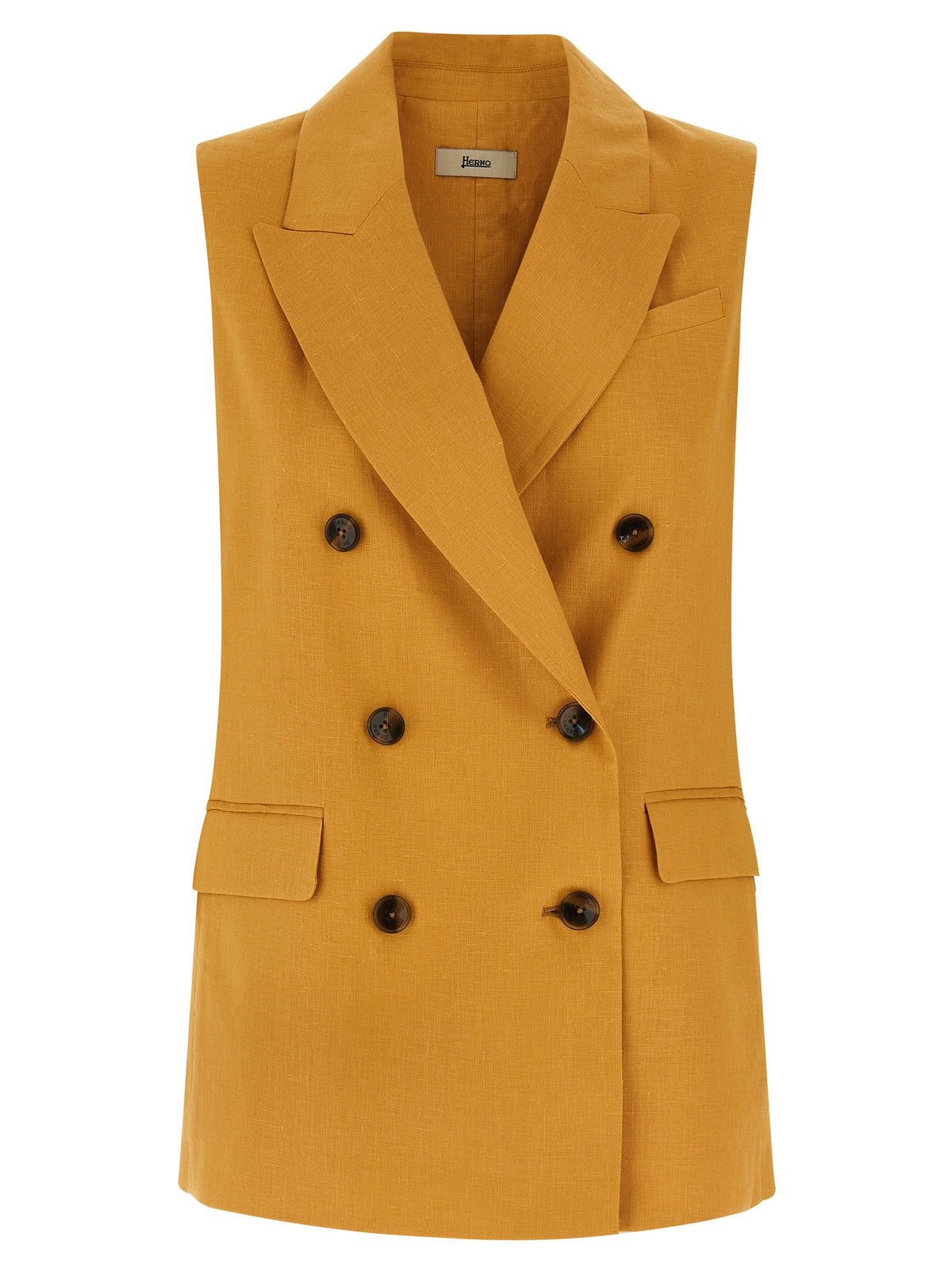 Veste sans manches bicolore en lin Herno