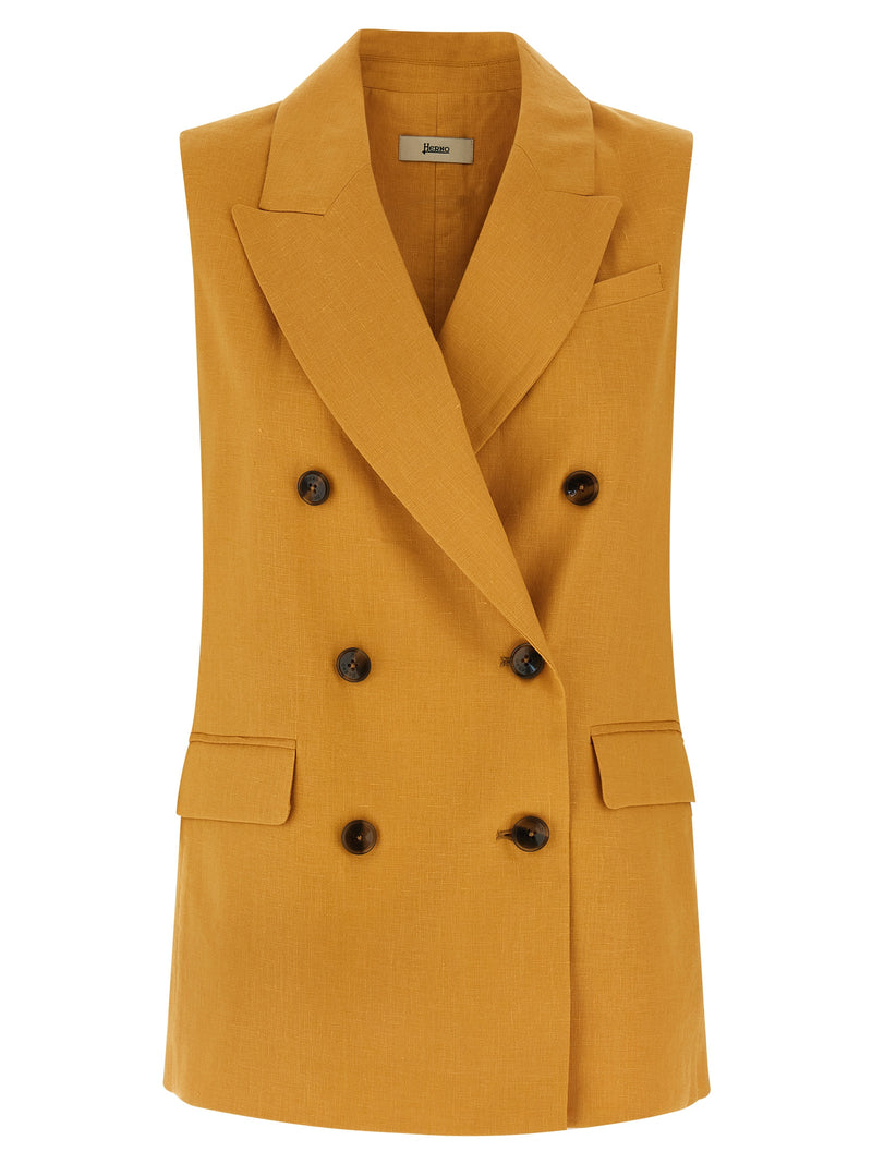 Veste sans manches bicolore en lin Herno