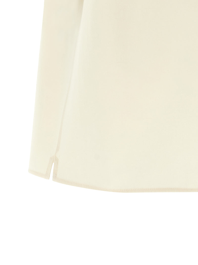 Ferragamo Beige Cotton Blouse with Gancini Embroidery
