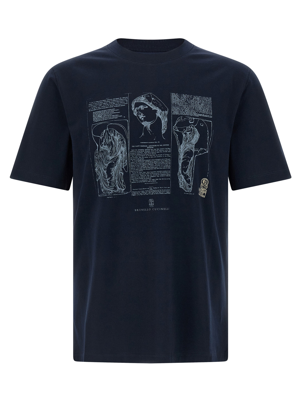 T-shirt bleu en coton Brunello Cucinelli