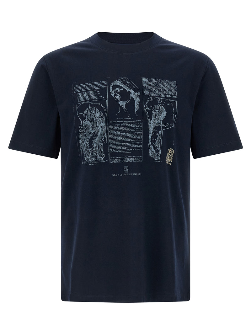 Brunello Cucinelli Blue Cotton T-Shirt