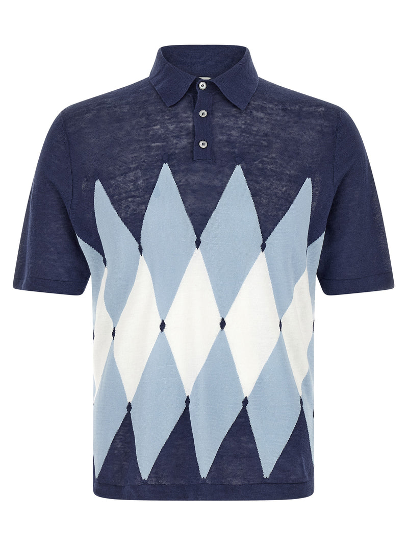 Ballantyne Blue Linen Polo Shirt - Luxurious Comfort and Style