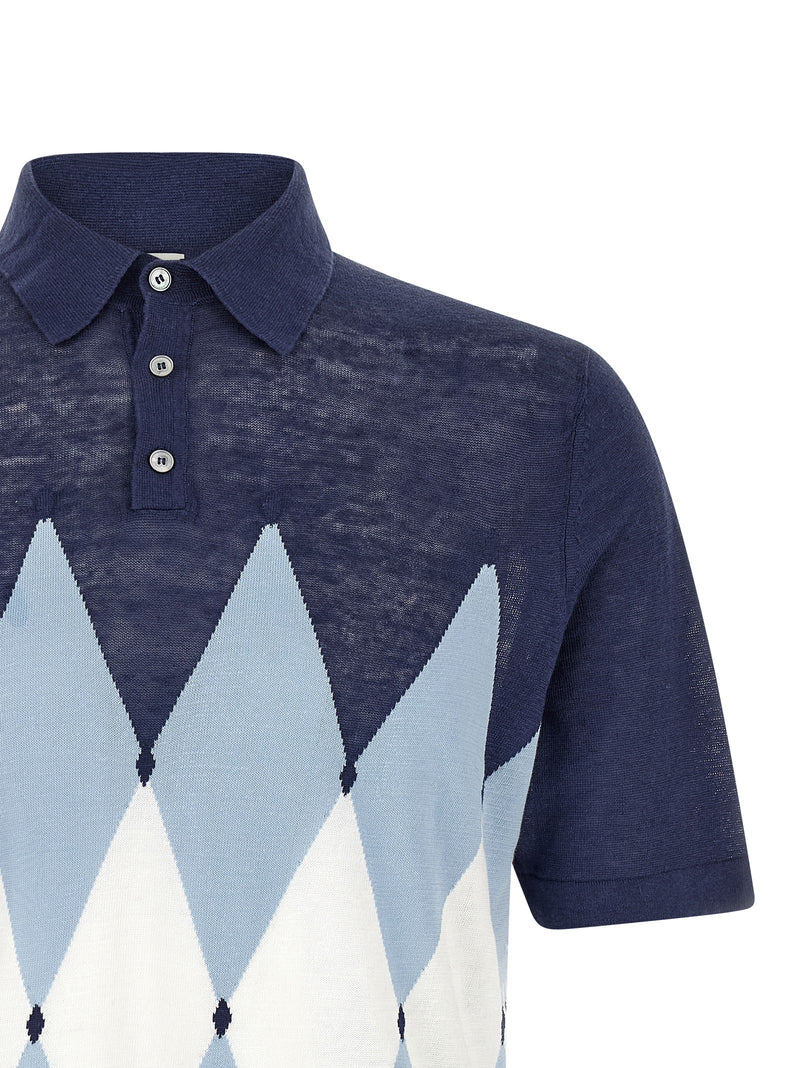 Ballantyne Blue Linen Polo Shirt - Luxurious Comfort and Style