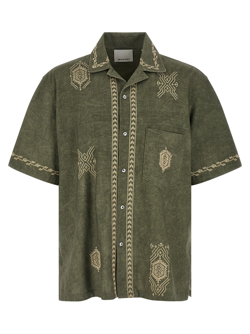 Isabel Marant Zekim Bicolor Cotton Blouse - Green