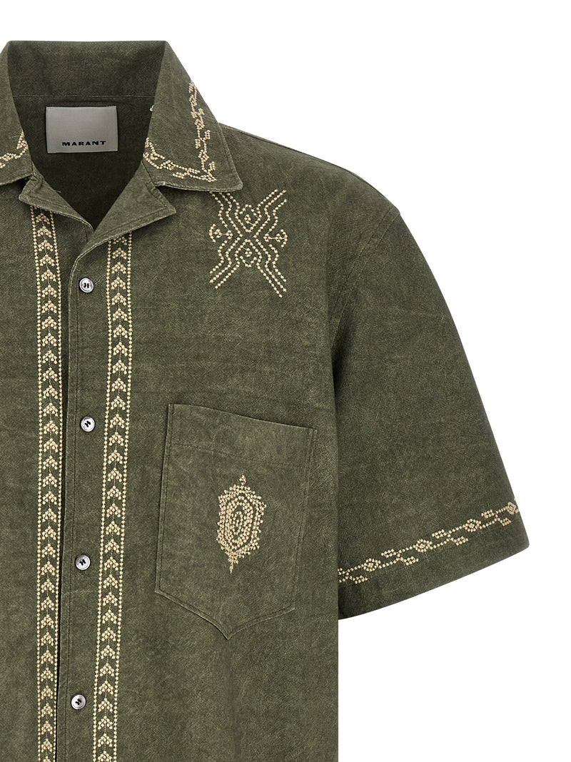 Isabel Marant Zekim Bicolor Cotton Blouse - Green