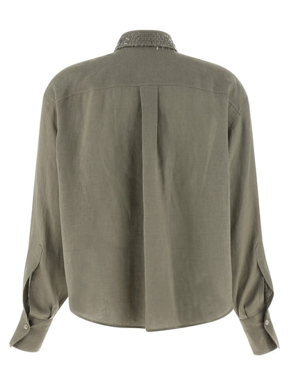 Brunello Cucinelli Bicolor Linen Blouse
