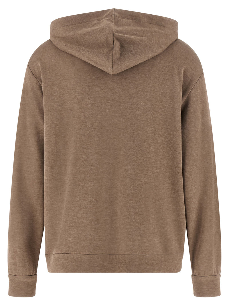 Brunello Cucinelli Sweat à capuche marron en coton