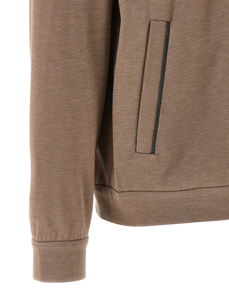 Brunello Cucinelli Sweat à capuche marron en coton