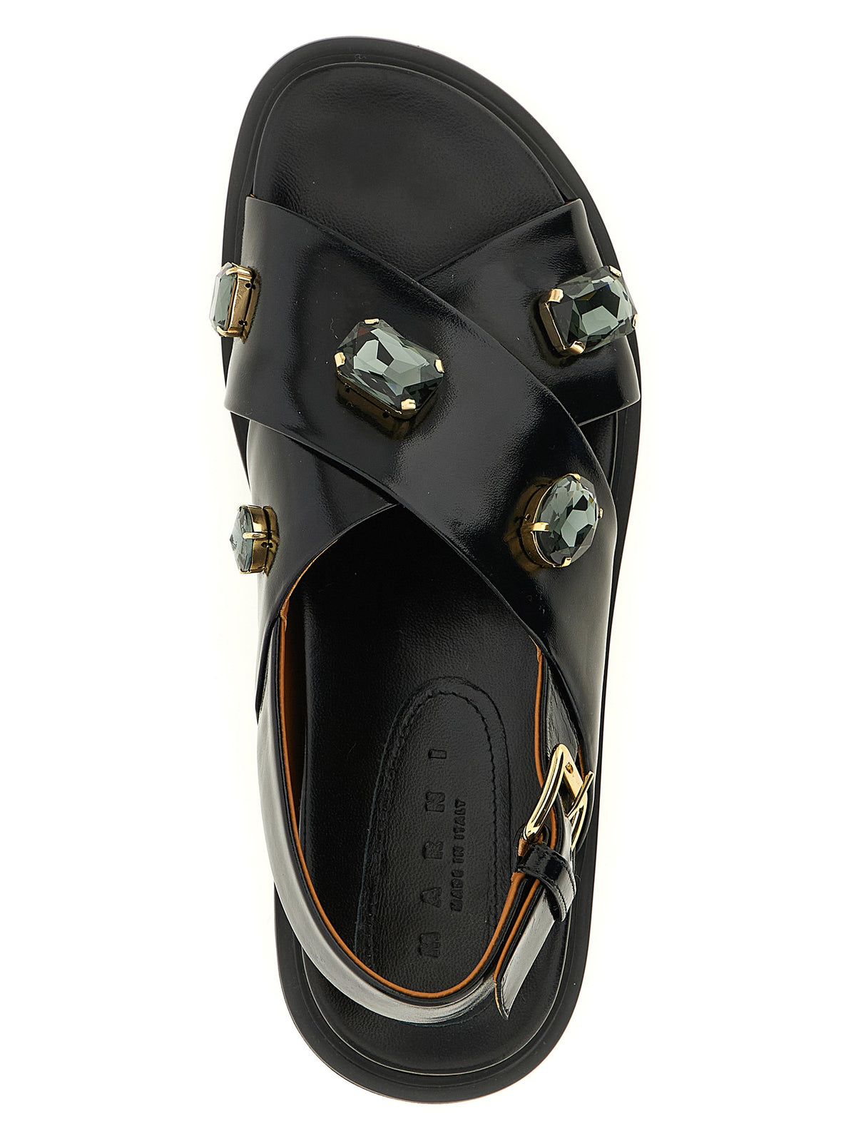 Sandales plates Marni en cuir d'agneau noir