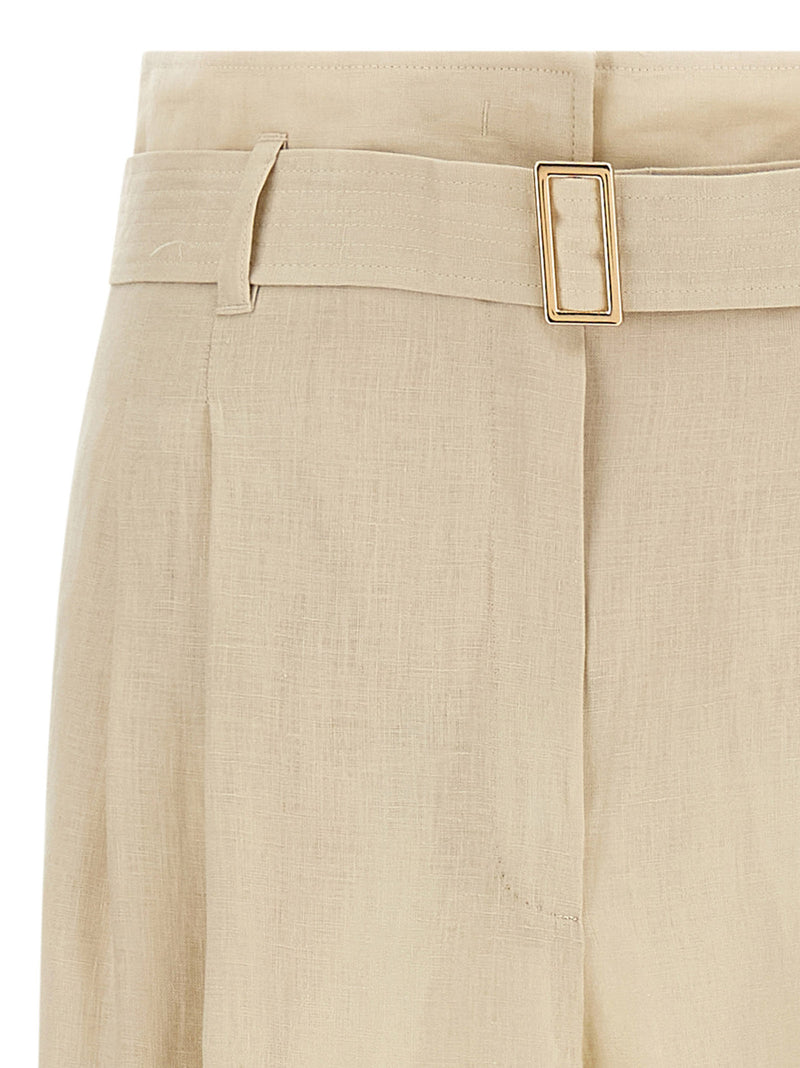 Pantalon décontracté en lin beige Max Mara